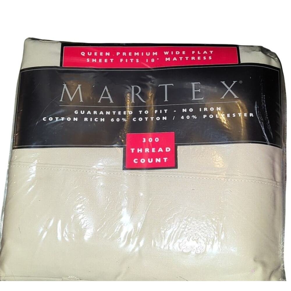 NWT Martex 300 Thread Count Queen Sheet - Up to 18" Mattress Depth